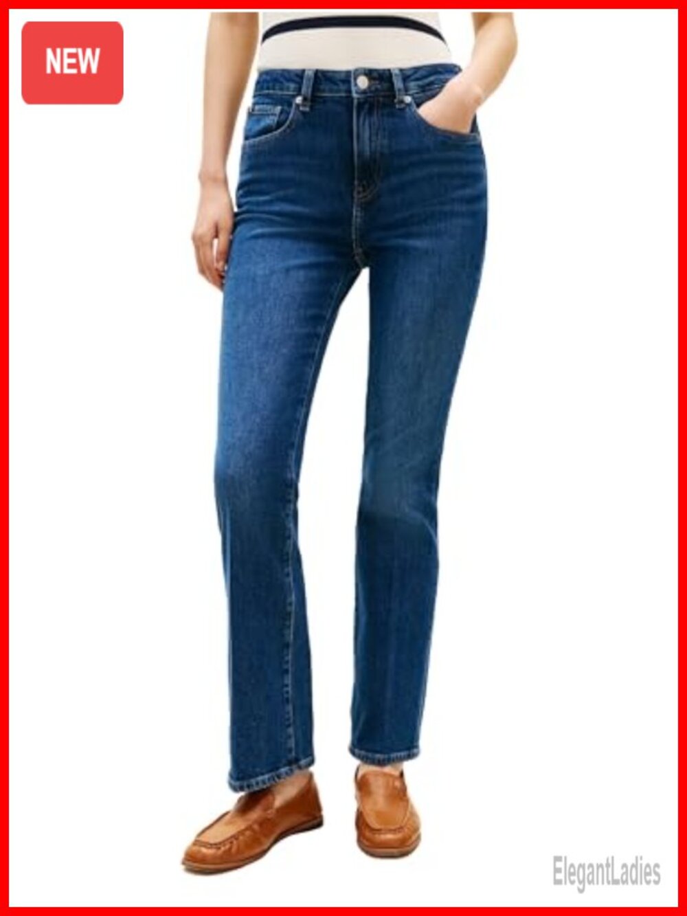 Mid Rise Bootcut Jeans with Stretch Cotton Blend